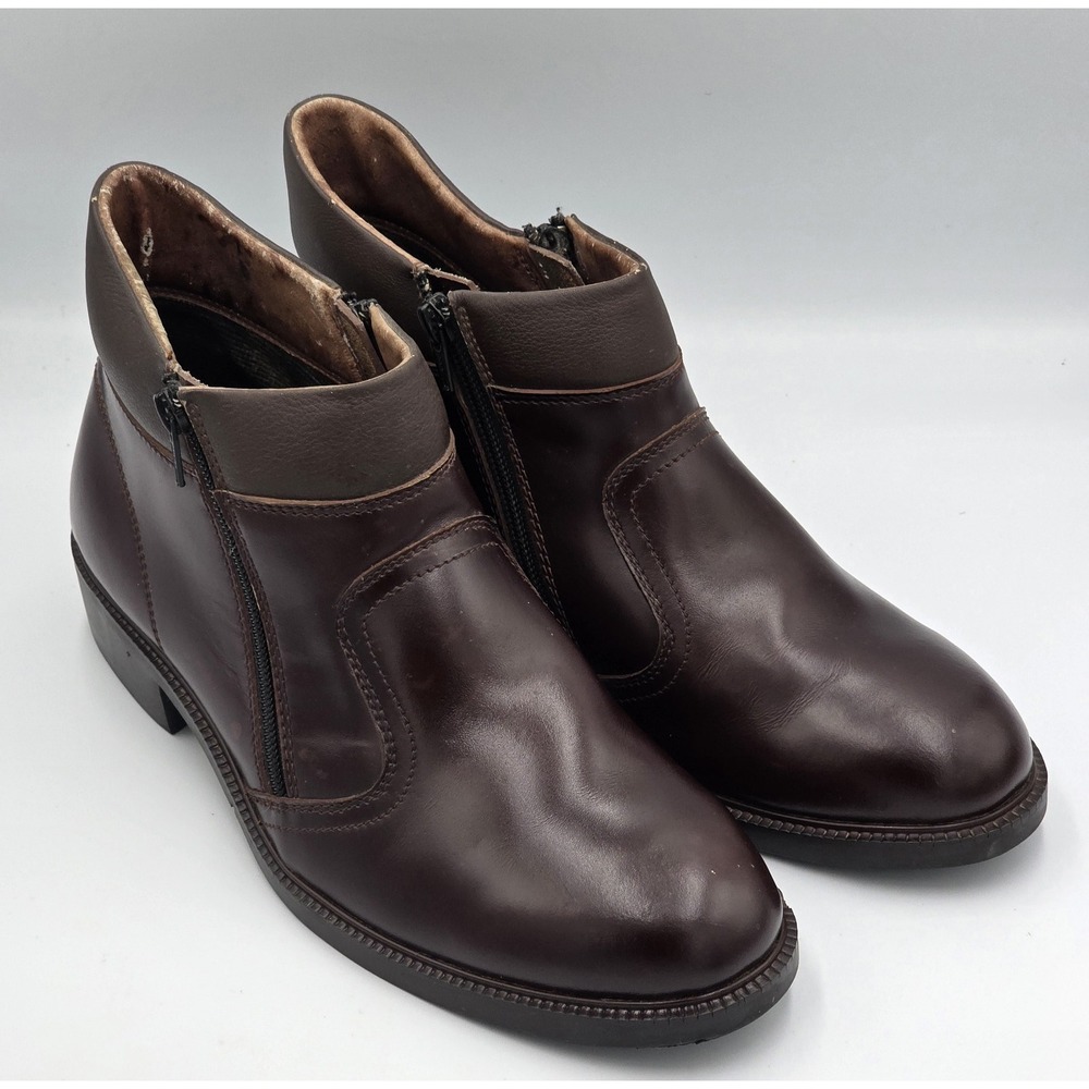 DORKING Original Women's 8.5 Brown Leather Chelsea Ankle Boots‎ Side Zippers